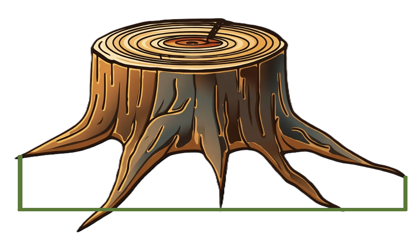Diagram showing how to measure a stump from root flare to root flare